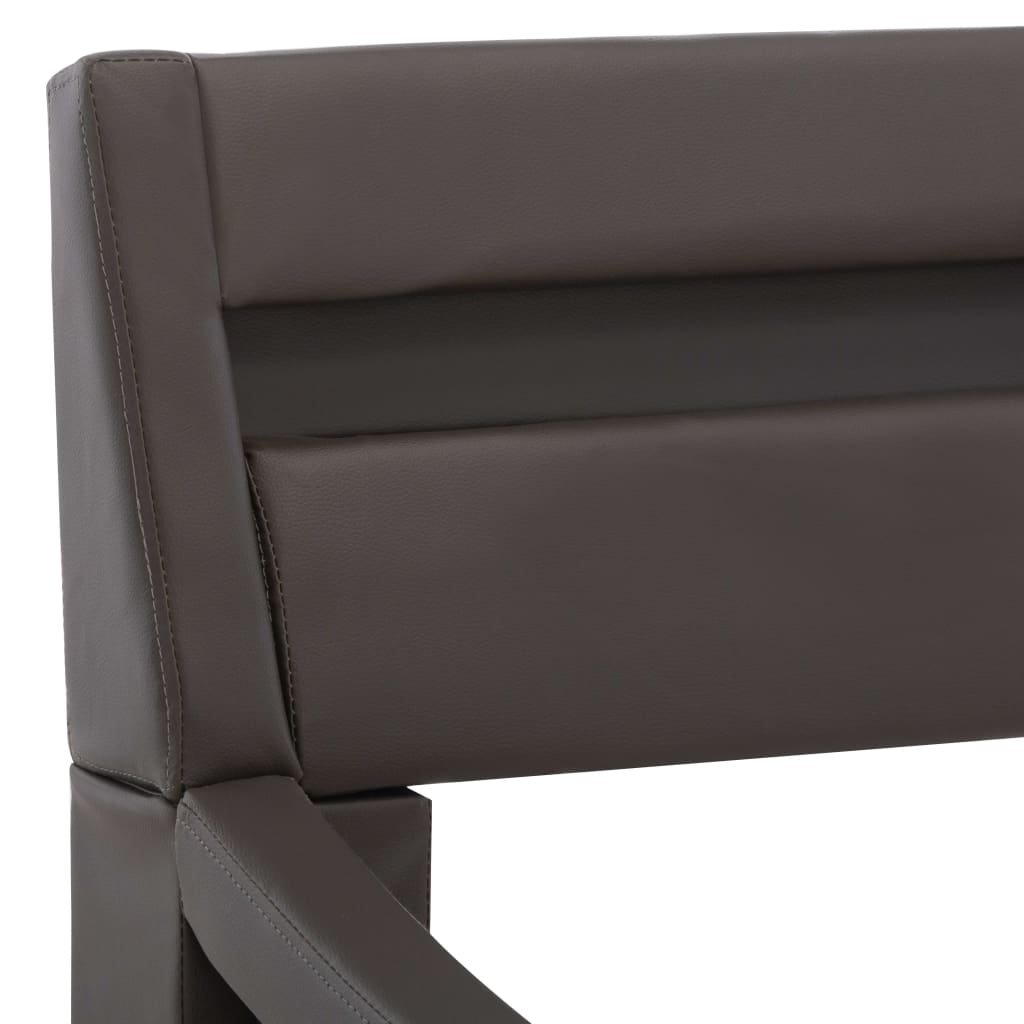 vidaXL Cadru de pat cu LED, gri, 160 x 200 cm, piele ecologică