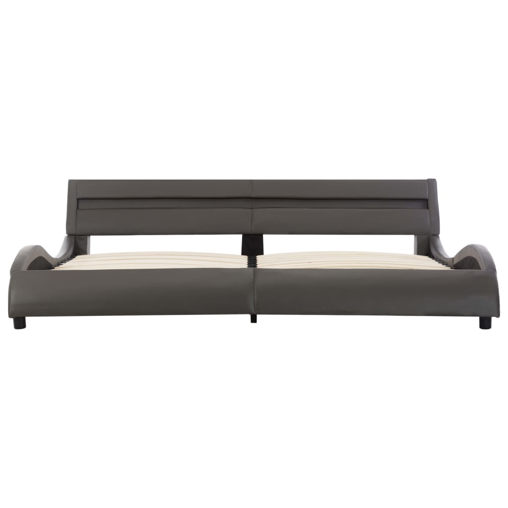 vidaXL Cadru de pat cu LED, gri, 180 x 200 cm, piele ecologică vidaXL Cadru de pat cu LED, gri, 180 x 200 cm, piele ecologică