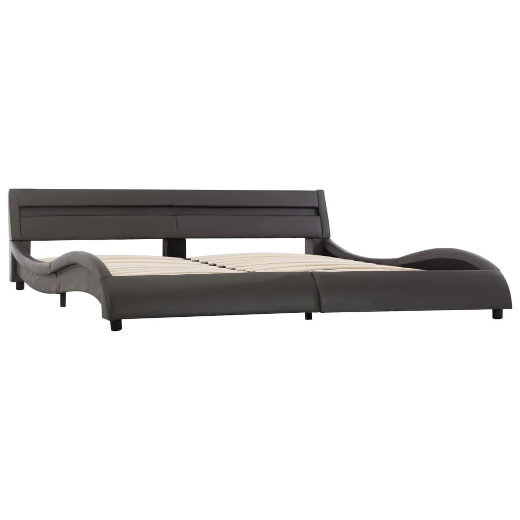 vidaXL Cadru de pat cu LED, gri, 180 x 200 cm, piele ecologică vidaXL Cadru de pat cu LED, gri, 180 x 200 cm, piele ecologică
