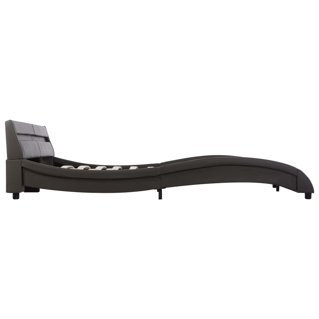 vidaXL Cadru de pat cu LED, gri, 180 x 200 cm, piele ecologică vidaXL Cadru de pat cu LED, gri, 180 x 200 cm, piele ecologică