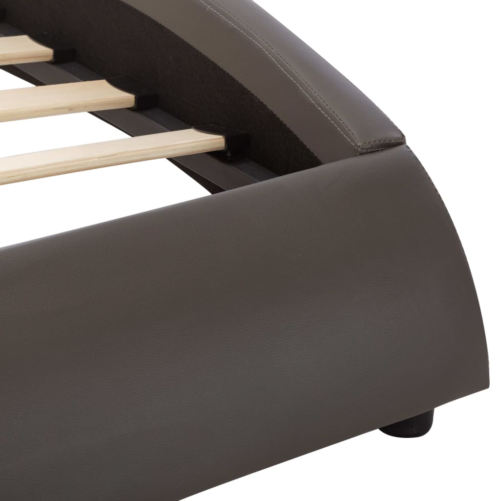 vidaXL Cadru de pat cu LED, gri, 180 x 200 cm, piele ecologică vidaXL Cadru de pat cu LED, gri, 180 x 200 cm, piele ecologică