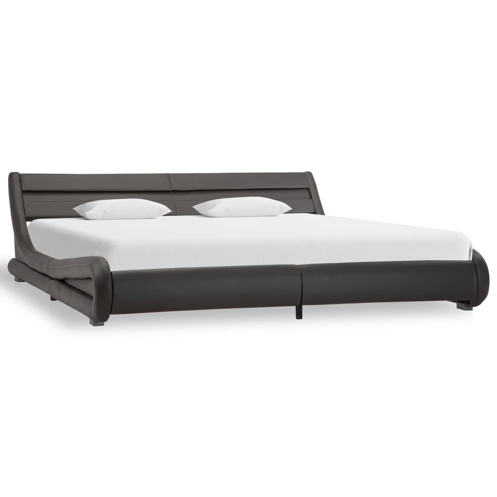 vidaXL Cadru de pat cu LED, gri, 180 x 200 cm, piele artificială