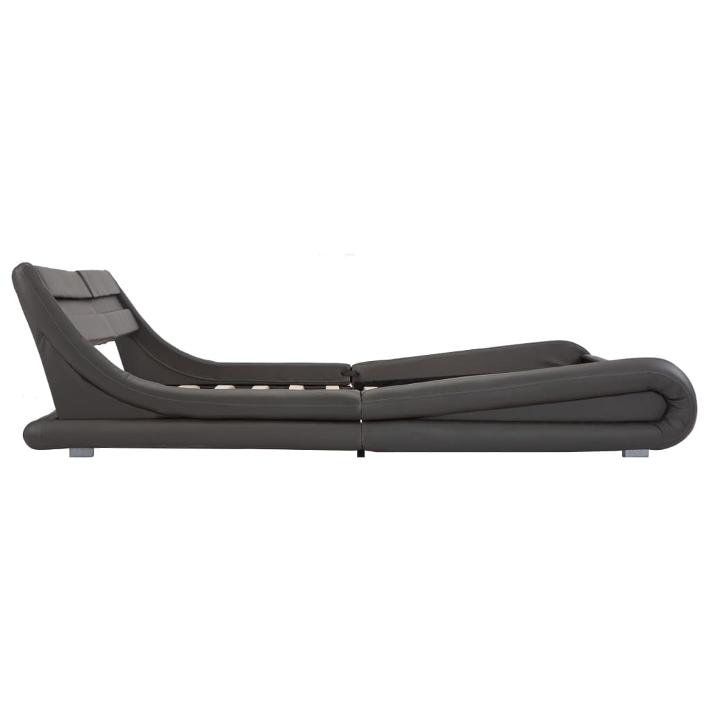 vidaXL Cadru de pat cu LED, gri, 180 x 200 cm, piele artificială