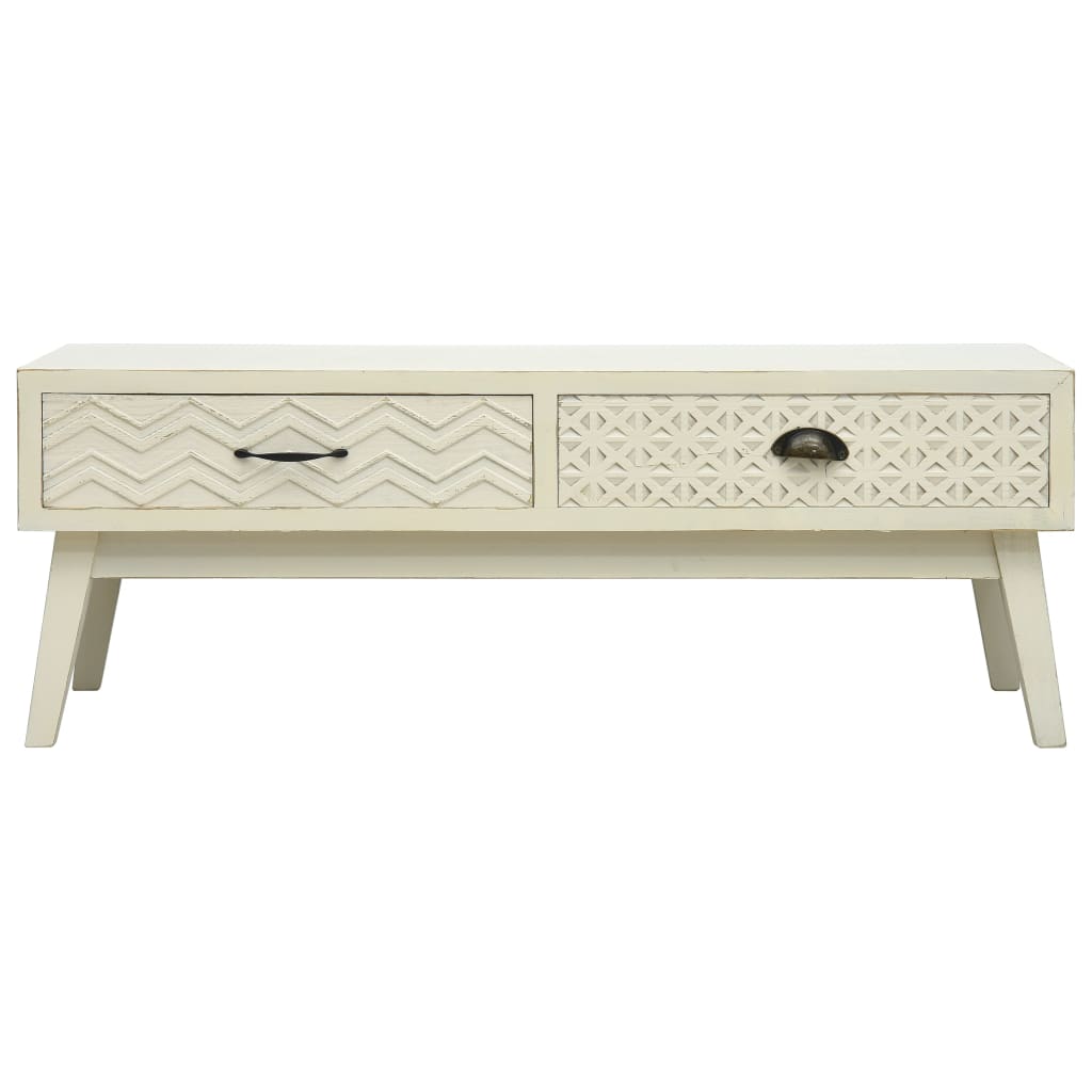 vidaXL Masă de cafea cu 2 sertare sculptate, gri, 110x50x40 cm, lemn vidaXL Masă de cafea cu 2 sertare sculptate, gri, 110x50x40 cm, lemn