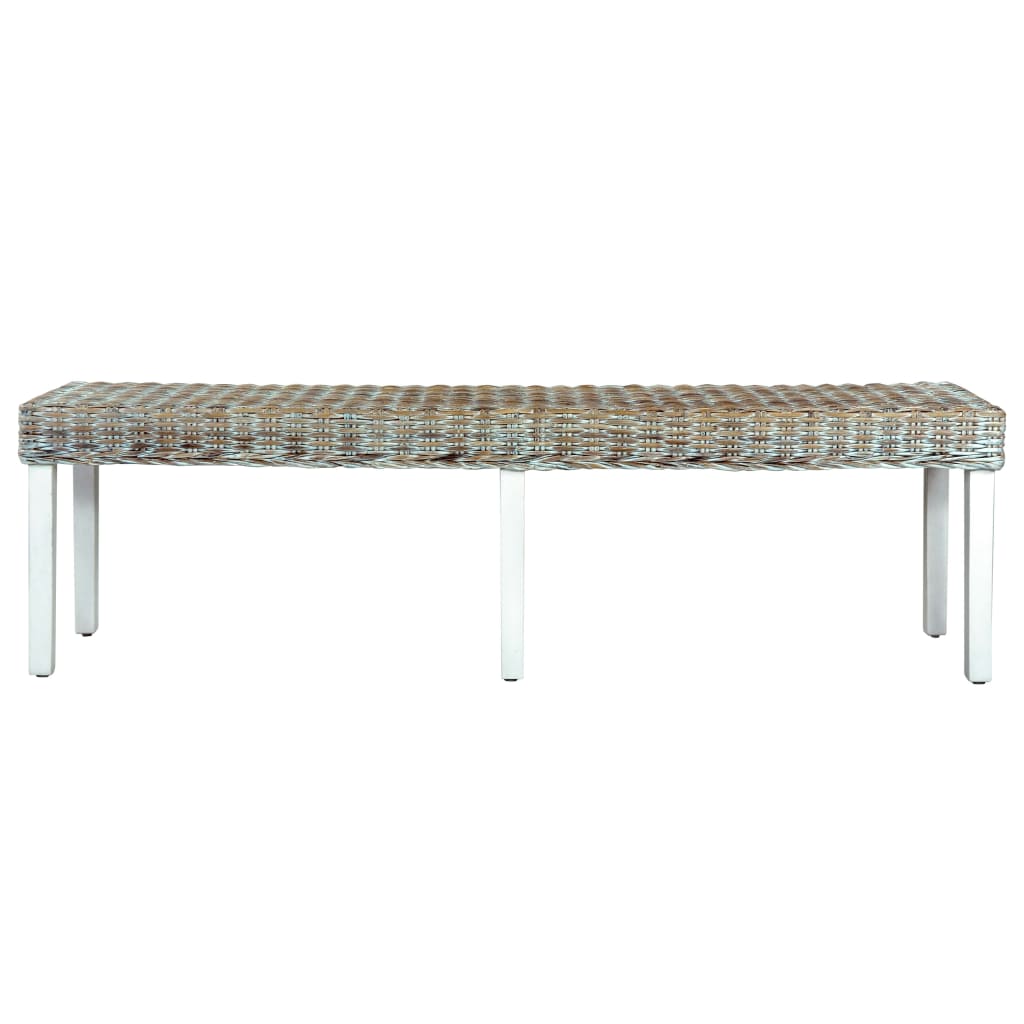 vidaXL Bancă, alb, 160 cm, ratan kubu natural și lemn masiv de mango vidaXL Bancă, alb, 160 cm, ratan kubu natural și lemn masiv de mango