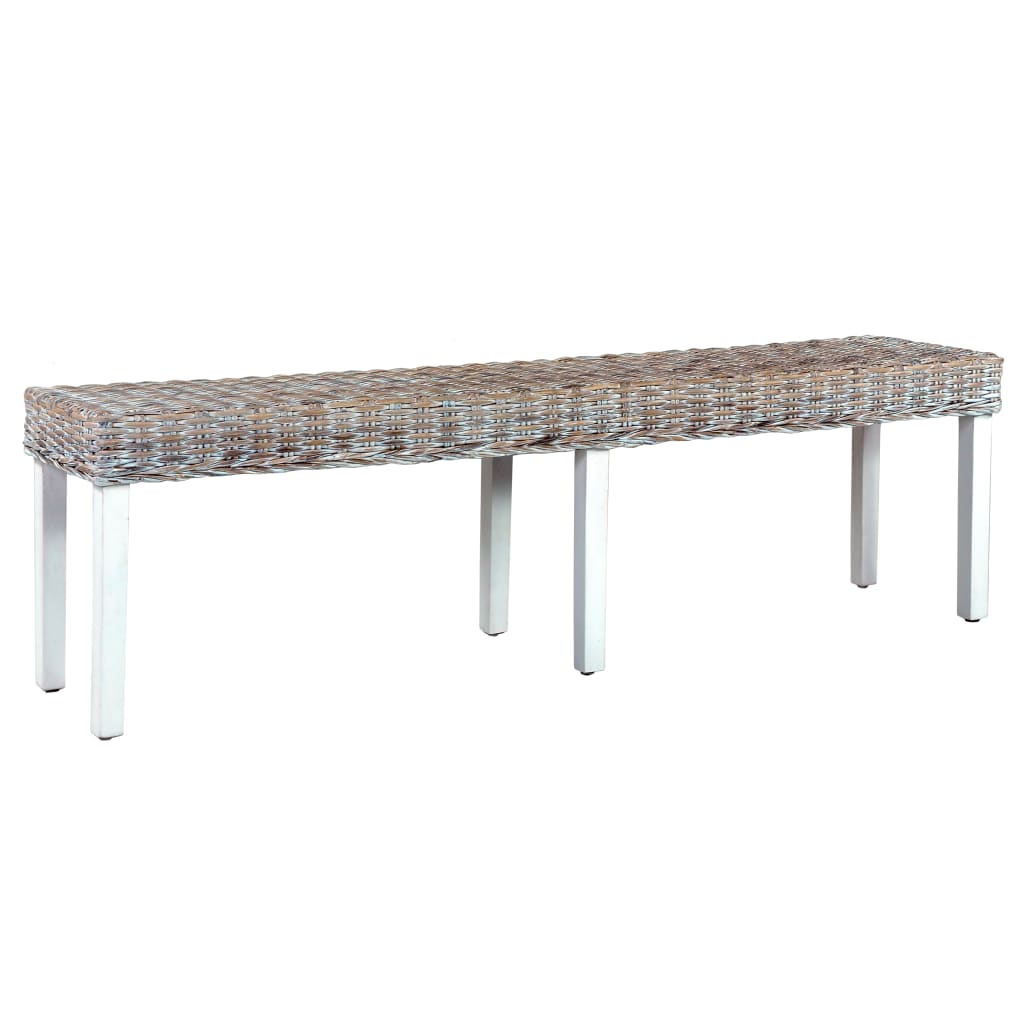 vidaXL Bancă, alb, 160 cm, ratan kubu natural și lemn masiv de mango vidaXL Bancă, alb, 160 cm, ratan kubu natural și lemn masiv de mango