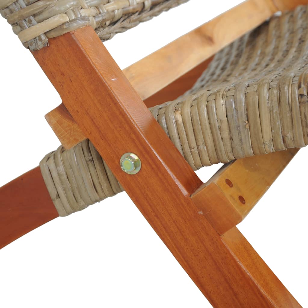 vidaXL Scaun relaxare, natural, ratan kubu și lemn masiv de mahon vidaXL Scaun relaxare, natural, ratan kubu și lemn masiv de mahon