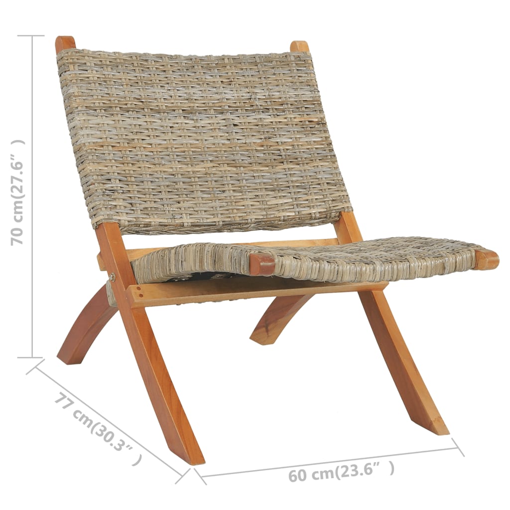 vidaXL Scaun relaxare, natural, ratan kubu și lemn masiv de mahon vidaXL Scaun relaxare, natural, ratan kubu și lemn masiv de mahon