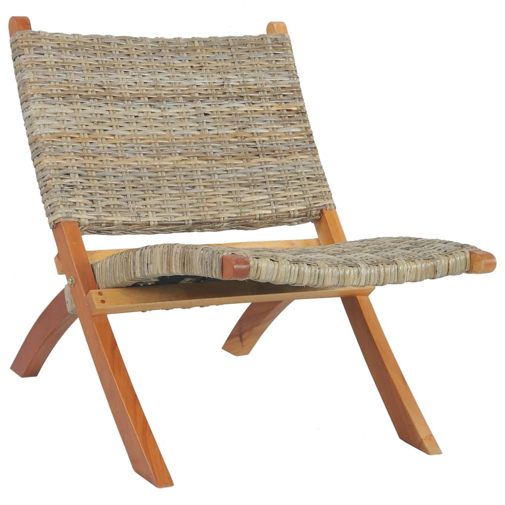 vidaXL Scaun relaxare, natural, ratan kubu și lemn masiv de mahon vidaXL Scaun relaxare, natural, ratan kubu și lemn masiv de mahon