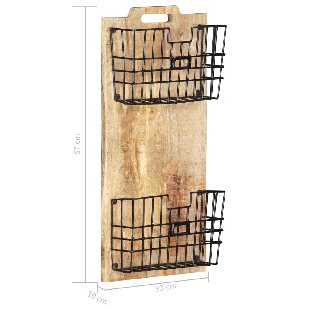 vidaXL Suport reviste montat pe perete, 33x10x67 cm, lemn masiv mango