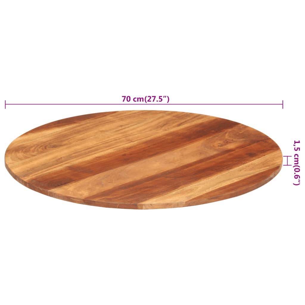 vidaXL Blat de masă rotund, 70 cm, 15-16 mm, lemn masiv de acacia vidaXL Blat de masă rotund, 70 cm, 15-16 mm, lemn masiv de acacia
