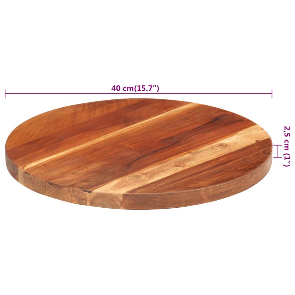 vidaXL Blat de masă rotund, 40 cm, 25-27 mm, lemn masiv acacia vidaXL Blat de masă rotund, 40 cm, 25-27 mm, lemn masiv acacia