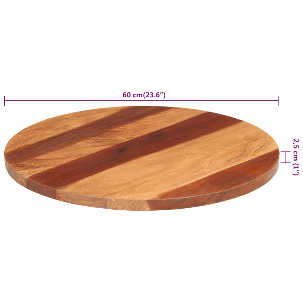 vidaXL Blat de masă rotund, 60 cm, 25-27 mm, lemn masiv acacia vidaXL Blat de masă rotund, 60 cm, 25-27 mm, lemn masiv acacia