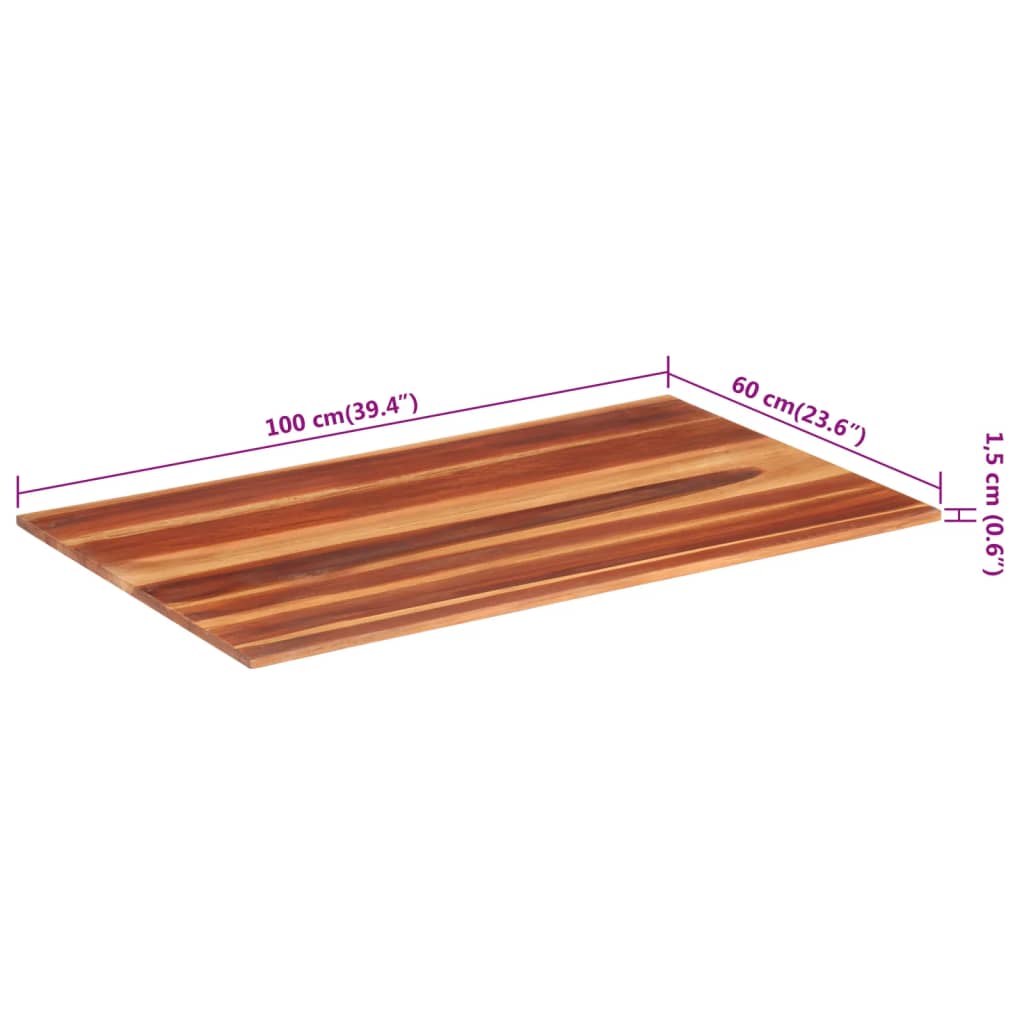 vidaXL Blat de masă, 60x100 cm, 15-16 mm, lemn masiv de acacia