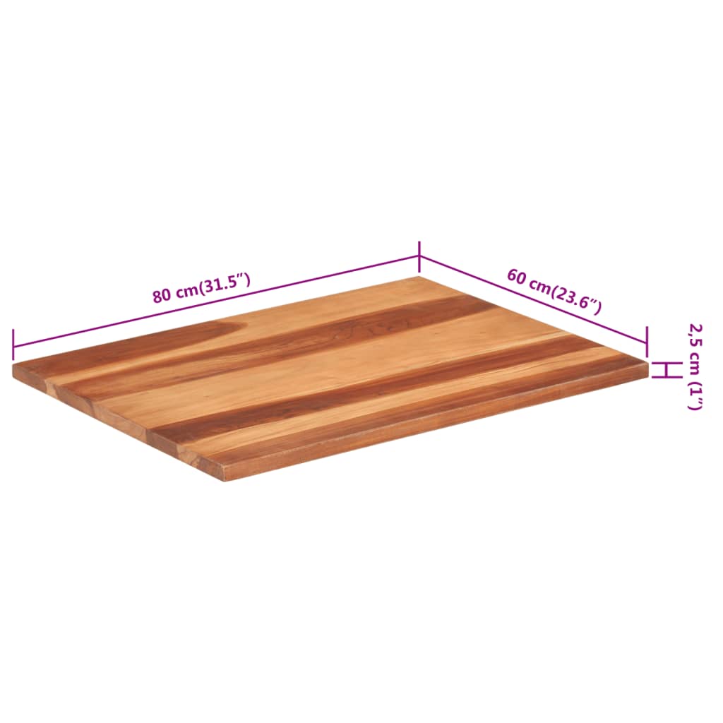 vidaXL Blat de masă, 60x80 cm, 25-27 mm, lemn masiv acacia