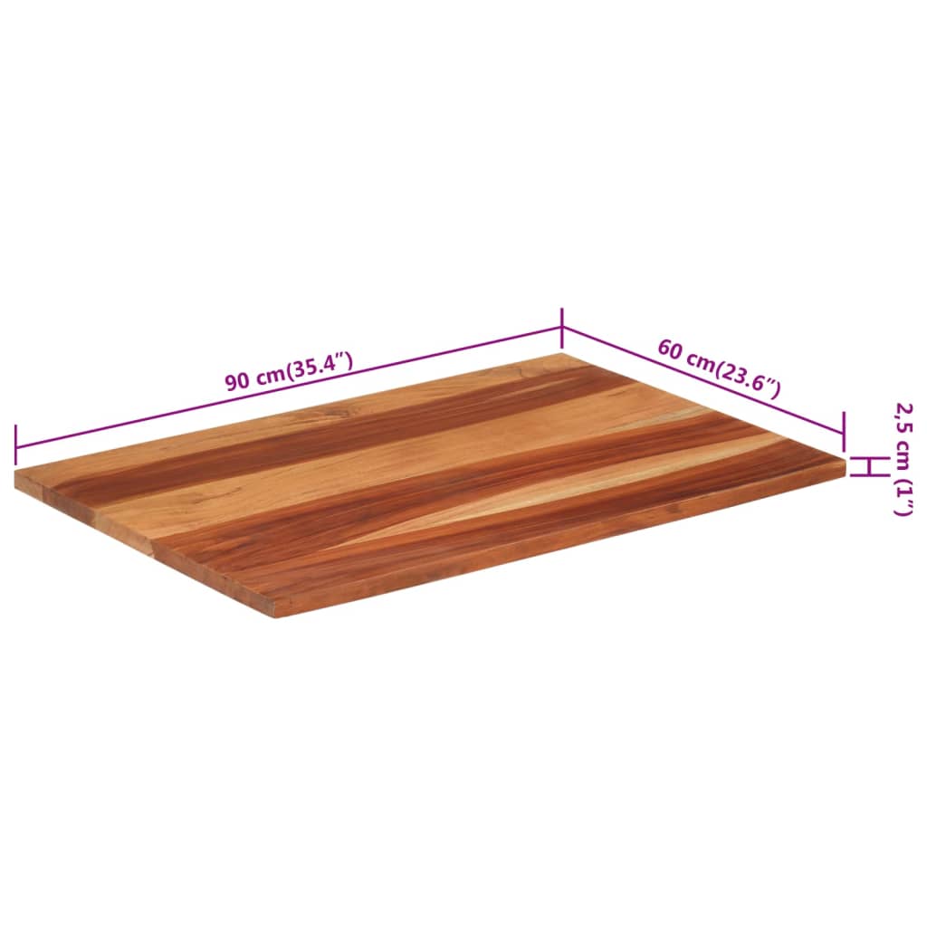 vidaXL Blat de masă, 60x90 cm, 25-27 mm, lemn masiv acacia
