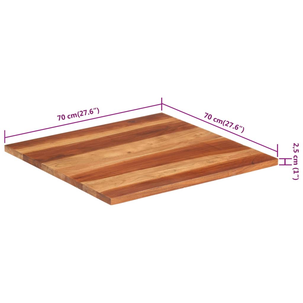 vidaXL Blat de masă, 70x70 cm, 25-27 mm, lemn masiv acacia