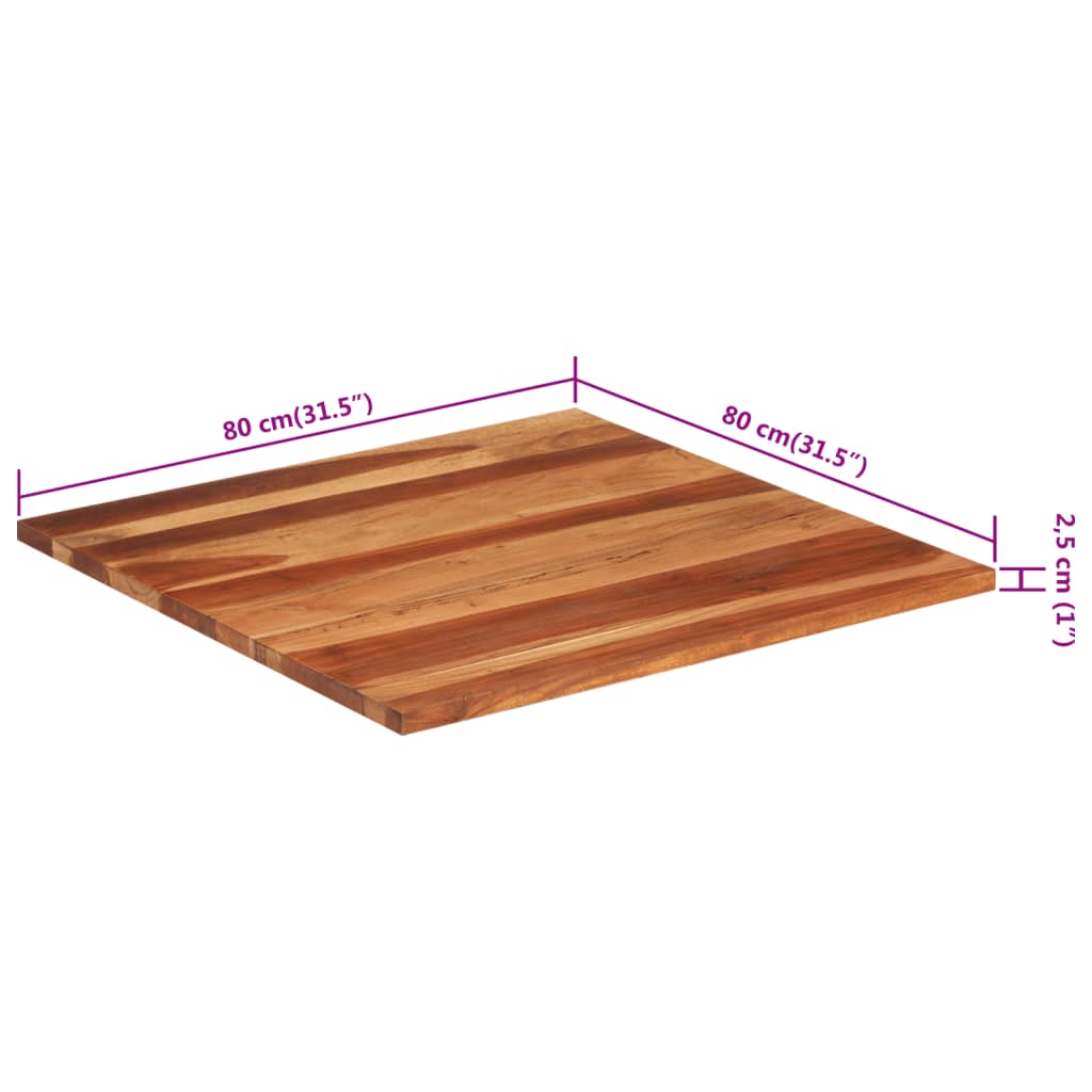 vidaXL Blat de masă, 80x80 cm, 25-27 mm, lemn masiv de acacia vidaXL Blat de masă, 80x80 cm, 25-27 mm, lemn masiv de acacia