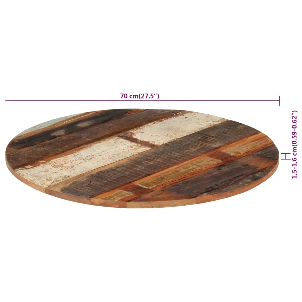 vidaXL Blat de masă rotund, 70 cm, lemn masiv reciclat, 15-16 mm vidaXL Blat de masă rotund, 70 cm, lemn masiv reciclat, 15-16 mm