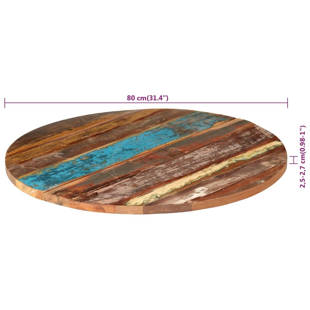vidaXL Blat de masă rotund, 80 cm, lemn masiv reciclat, 25-27 mm vidaXL Blat de masă rotund, 80 cm, lemn masiv reciclat, 25-27 mm