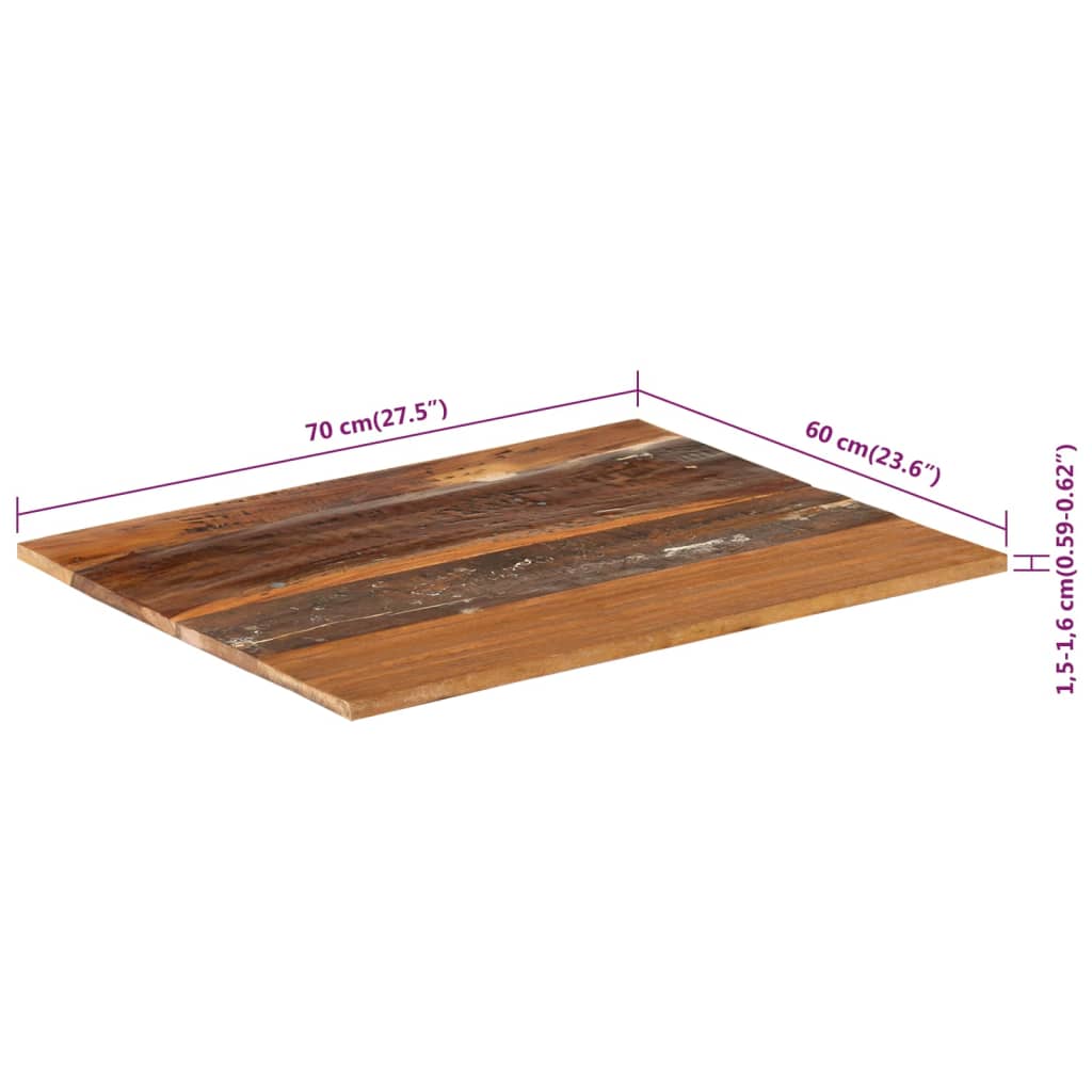 vidaXL Blat masă dreptunghiular 60x70 cm lemn masiv reciclat 15-16 mm