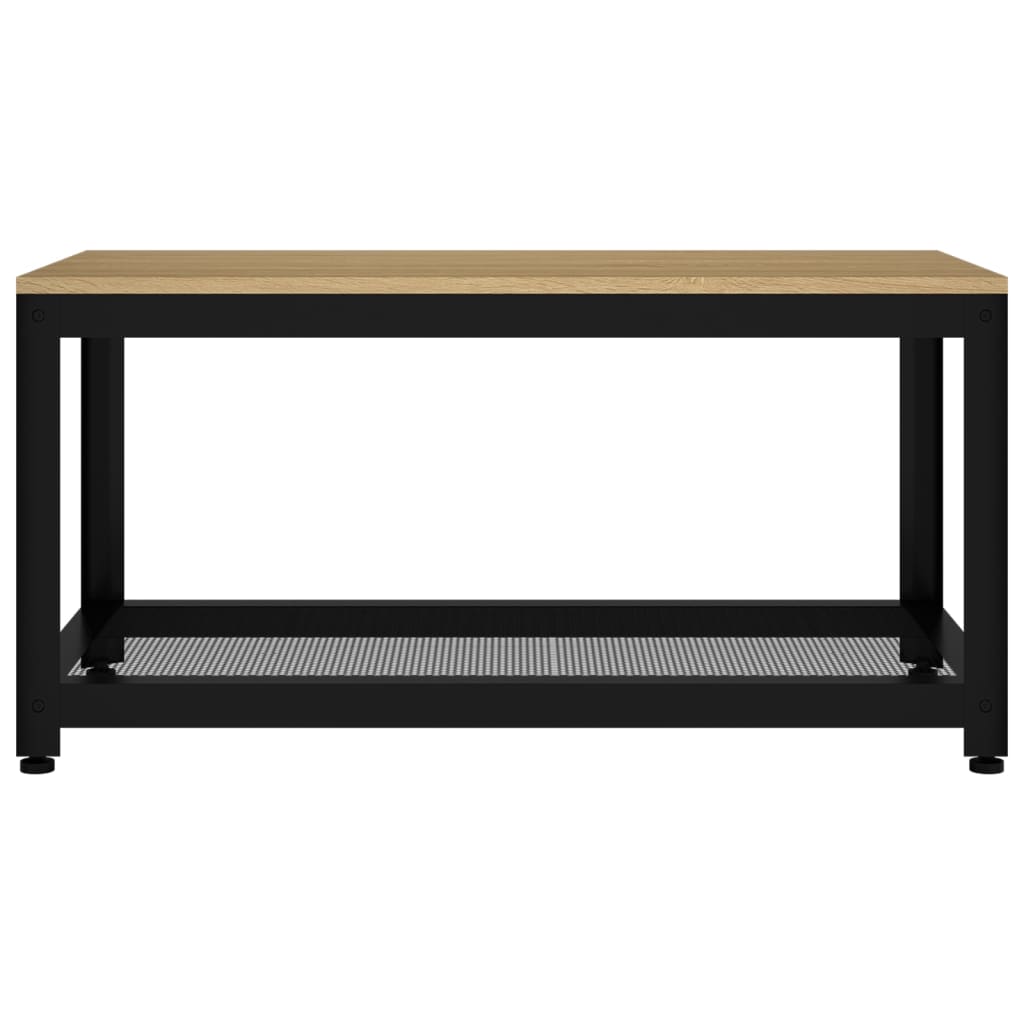 vidaXL Măsuță de cafea, maro deschis & negru, 90x45x45 cm, MDF și fier vidaXL Măsuță de cafea, maro deschis & negru, 90x45x45 cm, MDF și fier
