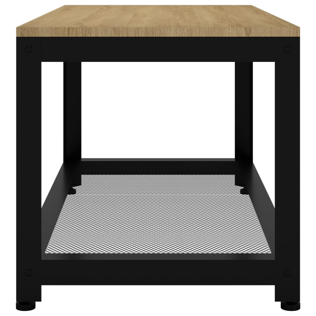 vidaXL Măsuță de cafea, maro deschis & negru, 90x45x45 cm, MDF și fier vidaXL Măsuță de cafea, maro deschis & negru, 90x45x45 cm, MDF și fier
