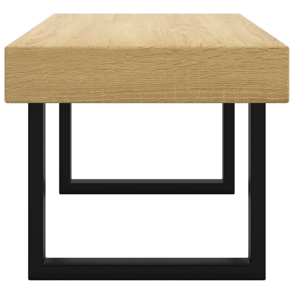 vidaXL Măsuță de cafea, maro deschis & negru, 90x45x40 cm, MDF și fier vidaXL Măsuță de cafea, maro deschis & negru, 90x45x40 cm, MDF și fier