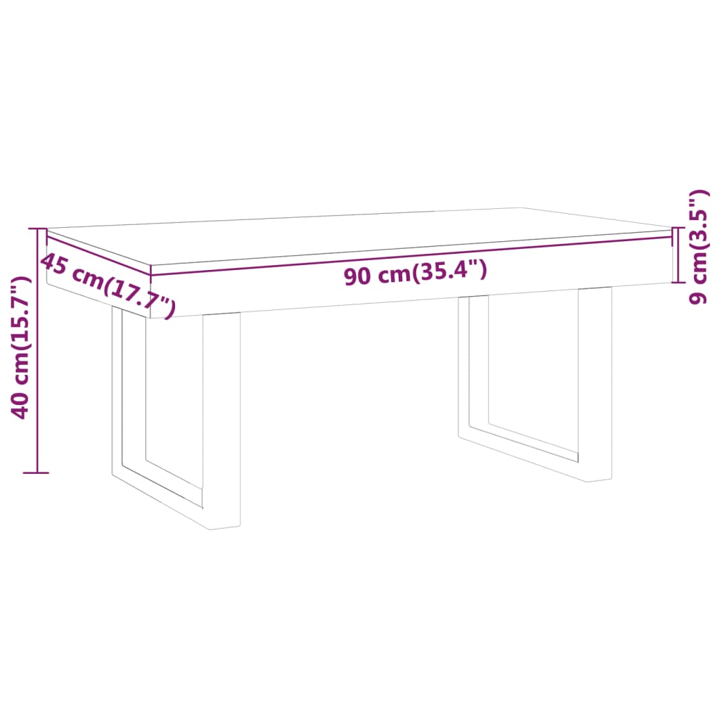 vidaXL Măsuță de cafea, maro deschis & negru, 90x45x40 cm, MDF și fier vidaXL Măsuță de cafea, maro deschis & negru, 90x45x40 cm, MDF și fier