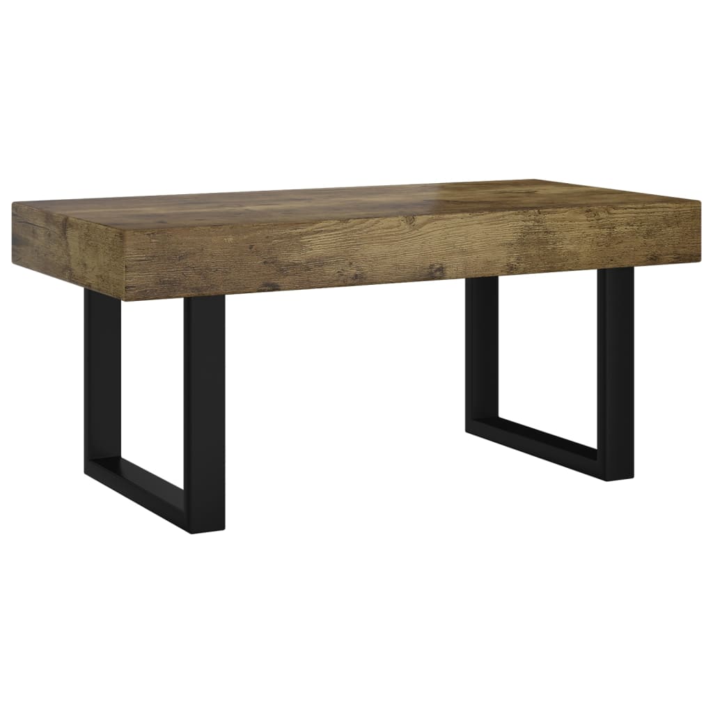 vidaXL Măsuță de cafea, maro închis & negru, 90x45x40 cm, MDF și fier vidaXL Măsuță de cafea, maro închis & negru, 90x45x40 cm, MDF și fier