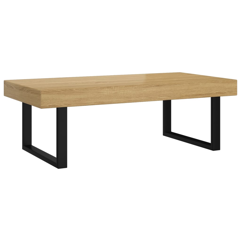 vidaXL Măsuță de cafea, maro deschis & negru, 120x60x40 cm, MDF & fier vidaXL Măsuță de cafea, maro deschis & negru, 120x60x40 cm, MDF & fier