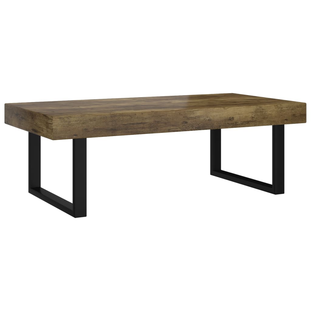 vidaXL Măsuță de cafea, maro închis & negru, 120x60x40 cm, MDF și fier vidaXL Măsuță de cafea, maro închis & negru, 120x60x40 cm, MDF și fier