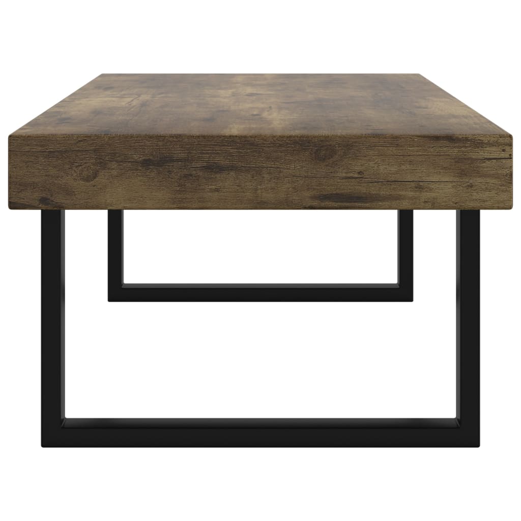 vidaXL Măsuță de cafea, maro închis & negru, 120x60x40 cm, MDF și fier vidaXL Măsuță de cafea, maro închis & negru, 120x60x40 cm, MDF și fier