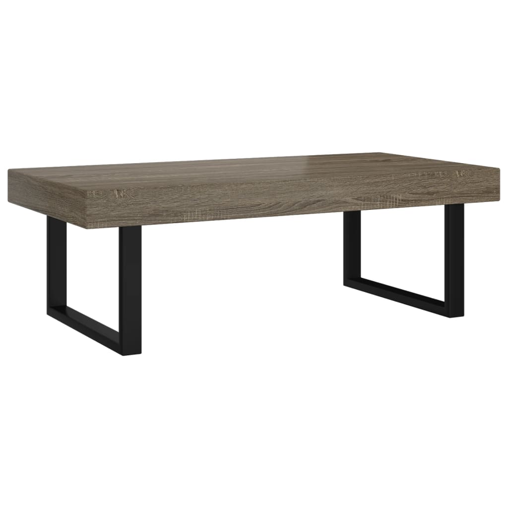 vidaXL Măsuță de cafea, gri și negru, 120x60x40 cm, MDF și fier