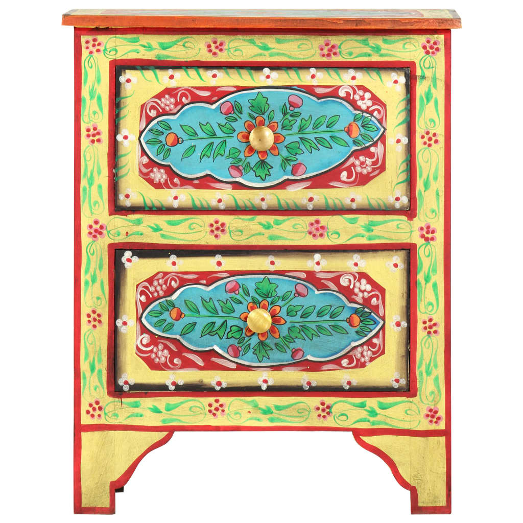 vidaXL Noptieră pictată manual, 40 x 30 x 50 cm, lemn masiv de mango