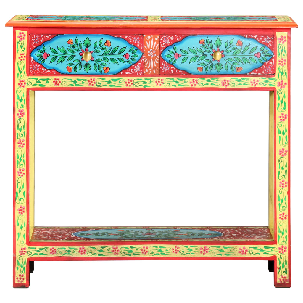 vidaXL Masă consolă pictată manual, 80x35x75 cm, lemn masiv mango vidaXL Masă consolă pictată manual, 80x35x75 cm, lemn masiv mango