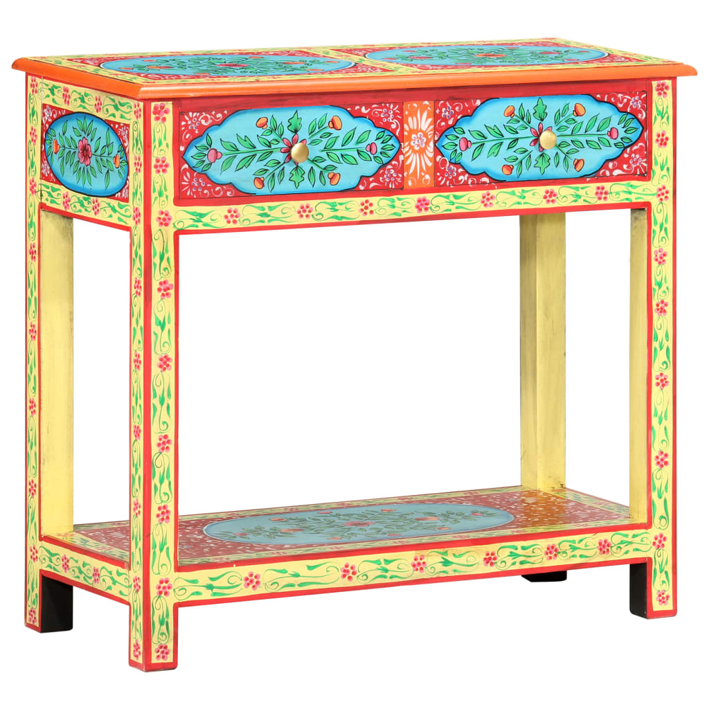 vidaXL Masă consolă pictată manual, 80x35x75 cm, lemn masiv mango vidaXL Masă consolă pictată manual, 80x35x75 cm, lemn masiv mango