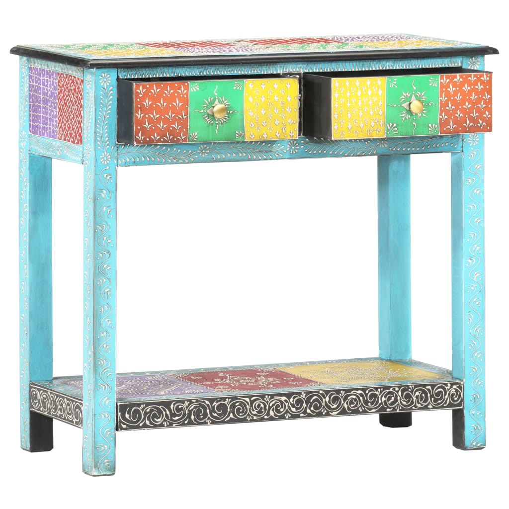 vidaXL Masă consolă pictată manual, 80 x 35 x 75 cm, lemn masiv mango vidaXL Masă consolă pictată manual, 80 x 35 x 75 cm, lemn masiv mango