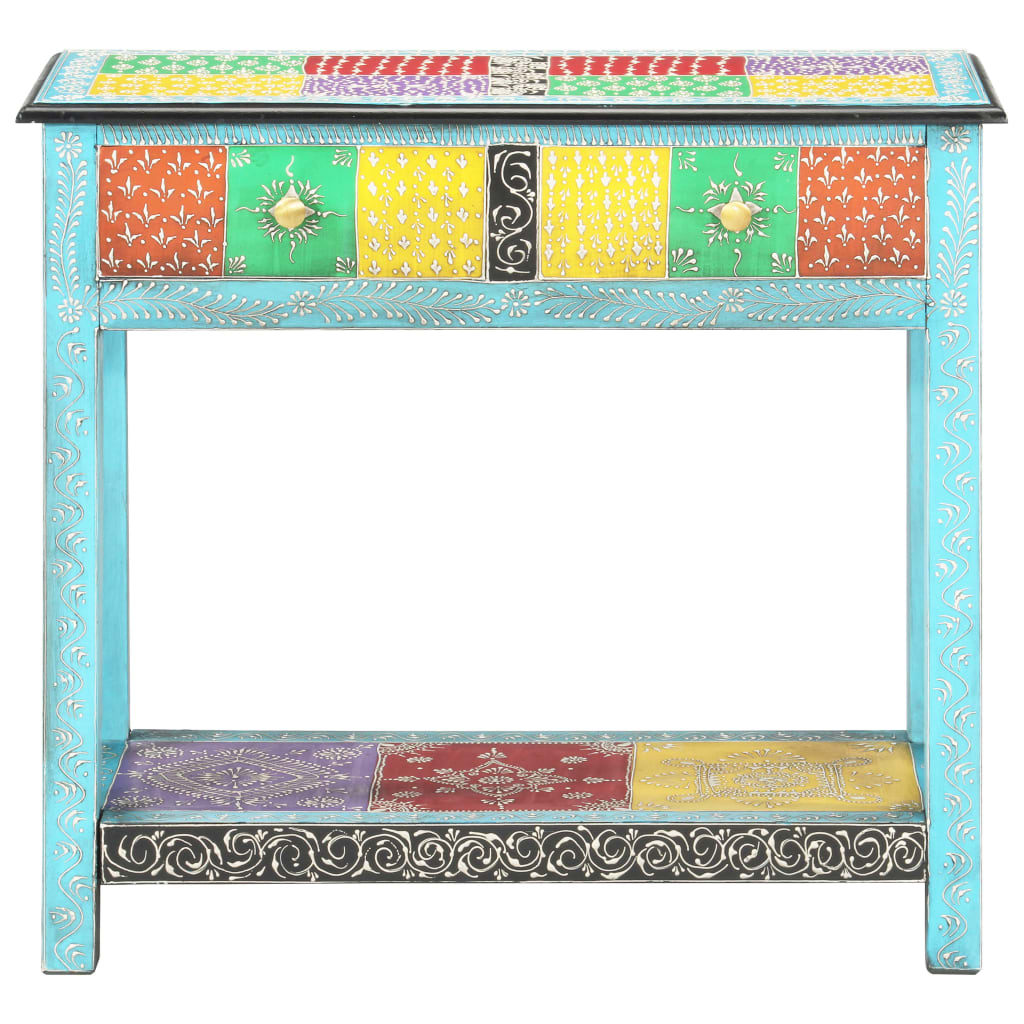 vidaXL Masă consolă pictată manual, 80 x 35 x 75 cm, lemn masiv mango vidaXL Masă consolă pictată manual, 80 x 35 x 75 cm, lemn masiv mango