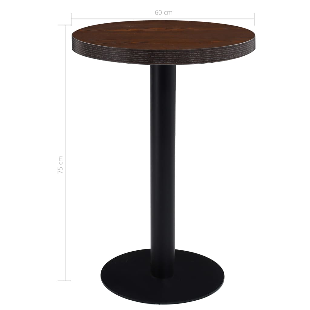 vidaXL Masă de bistro, maro închis, 60 cm, MDF