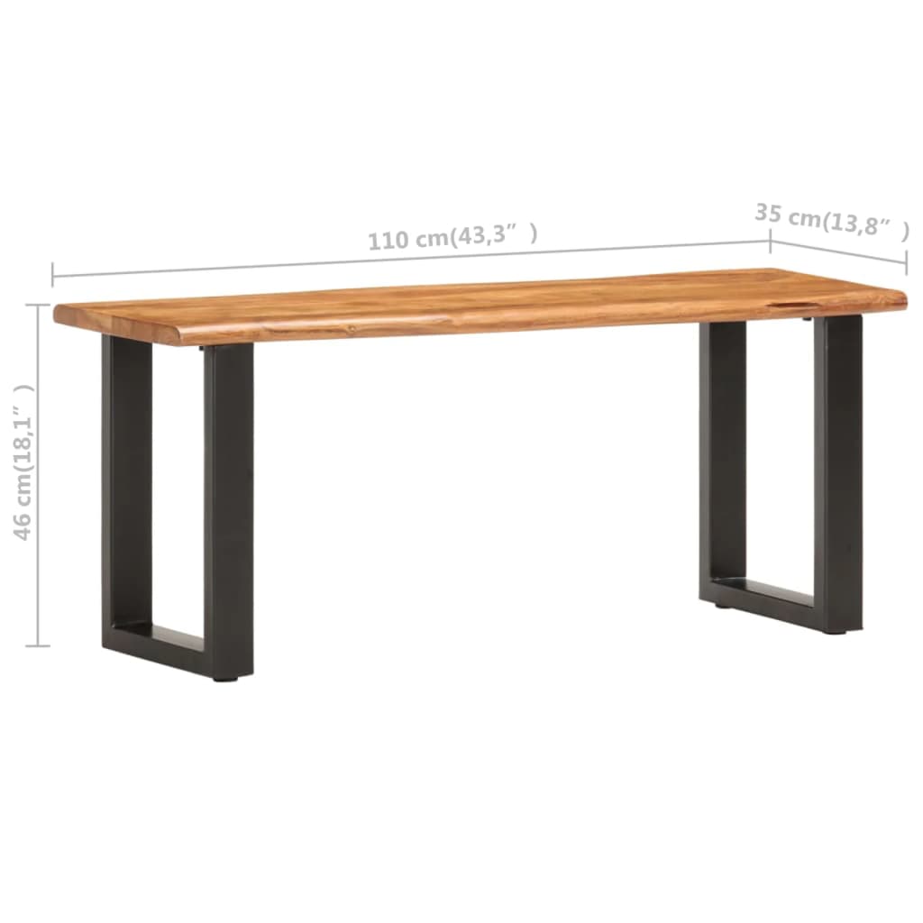 vidaXL Bancă margini naturale, 110 cm, lemn masiv de acacia și oțel vidaXL Bancă margini naturale, 110 cm, lemn masiv de acacia și oțel