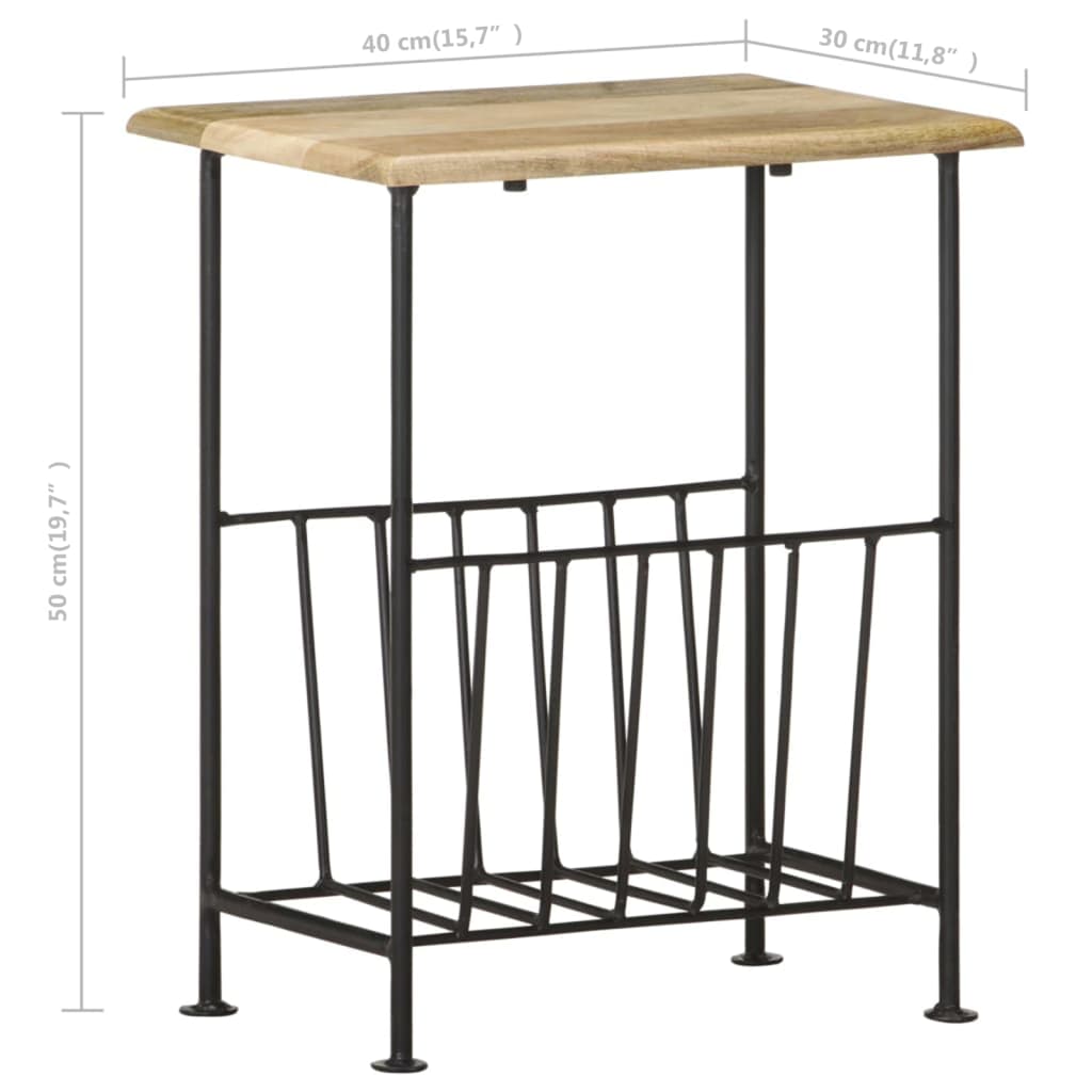vidaXL Suport pentru reviste, 40x30x50 cm, lemn masiv de mango și oțel vidaXL Suport pentru reviste, 40x30x50 cm, lemn masiv de mango și oțel