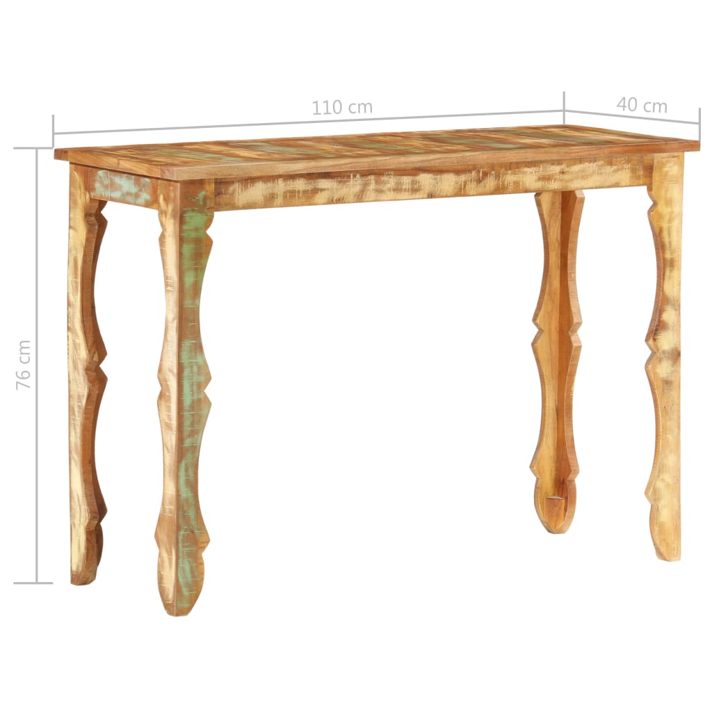 vidaXL Masă consolă, 110 x 40 x 76 cm, lemn masiv reciclat
