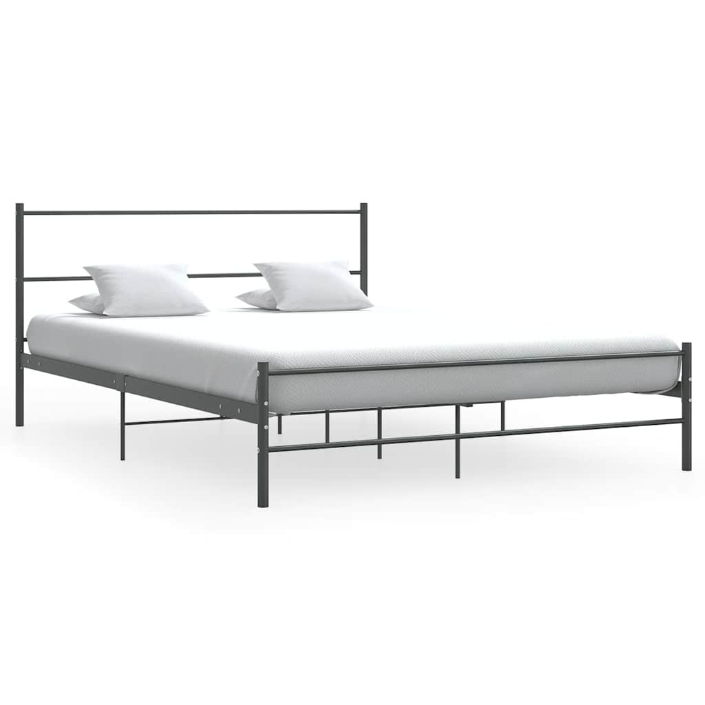 vidaXL Cadru de pat fără saltea, gri, 140 x 200 cm, metal vidaXL Cadru de pat fără saltea, gri, 140 x 200 cm, metal