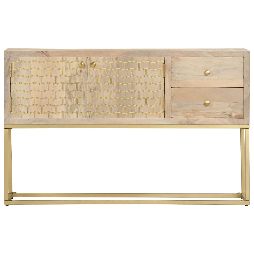 vidaXL Dulap, auriu, 120 x 30 x 75 cm, lemn masiv de mango