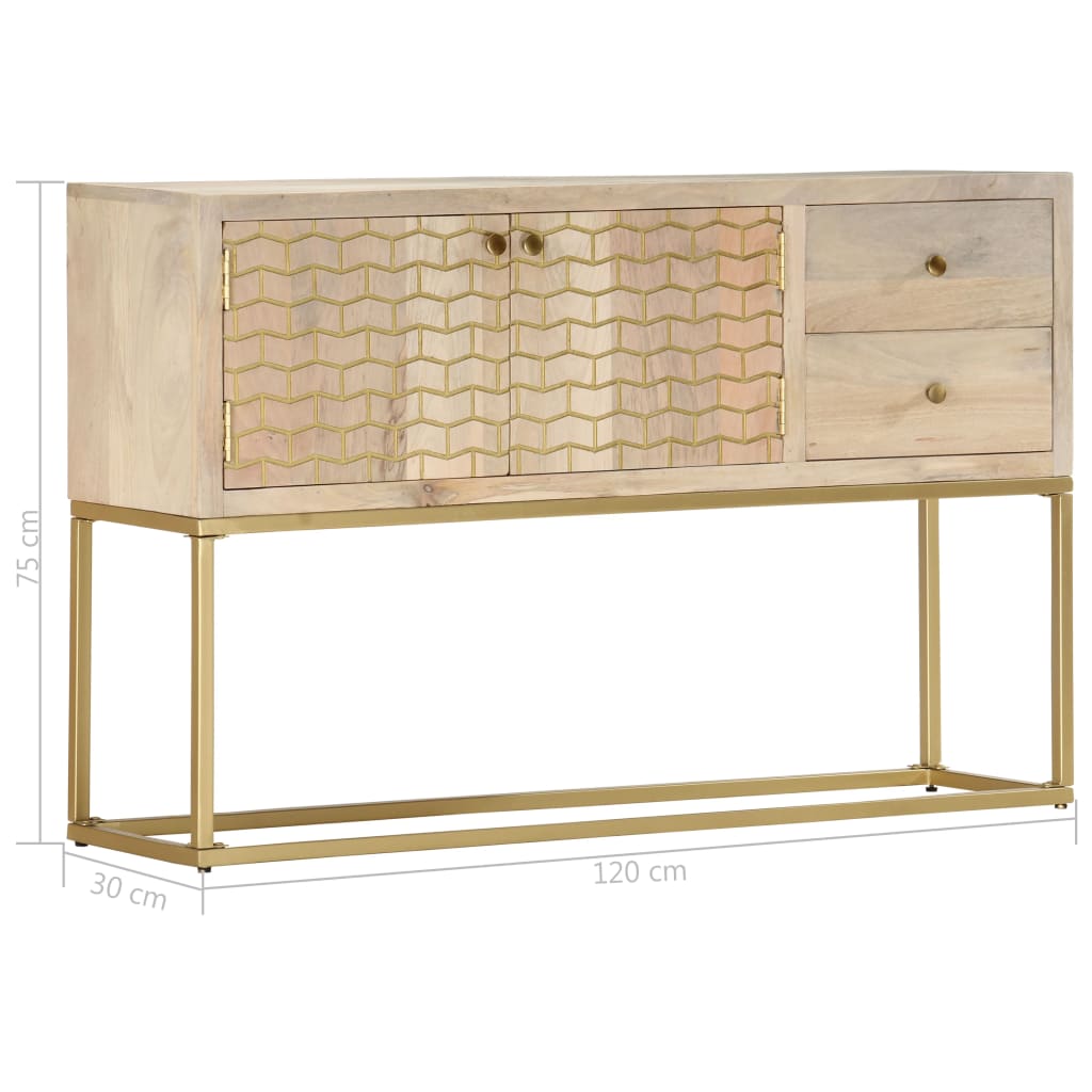 vidaXL Dulap, auriu, 120 x 30 x 75 cm, lemn masiv de mango