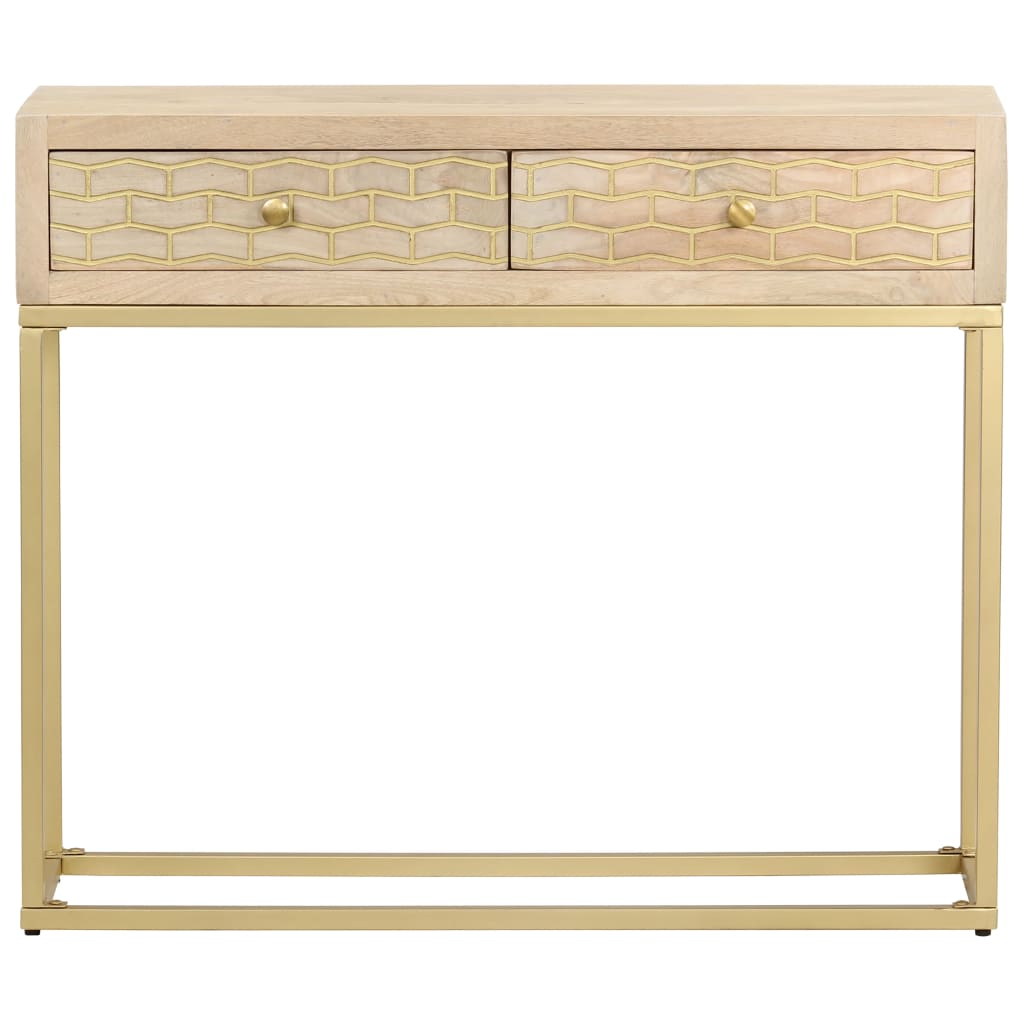 vidaXL Masă consolă, auriu, 90 x 30 x 75 cm, lemn masiv de mango vidaXL Masă consolă, auriu, 90 x 30 x 75 cm, lemn masiv de mango