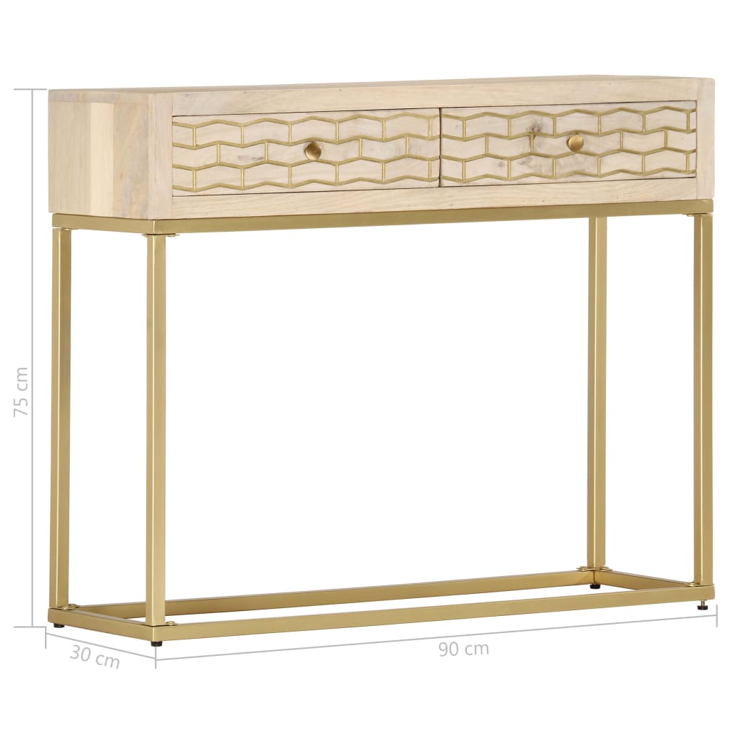 vidaXL Masă consolă, auriu, 90 x 30 x 75 cm, lemn masiv de mango vidaXL Masă consolă, auriu, 90 x 30 x 75 cm, lemn masiv de mango