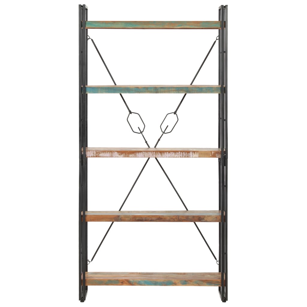 vidaXL Bibliotecă cu 5 rafturi, 90 x 30 x 180 cm, lemn masiv reciclat
