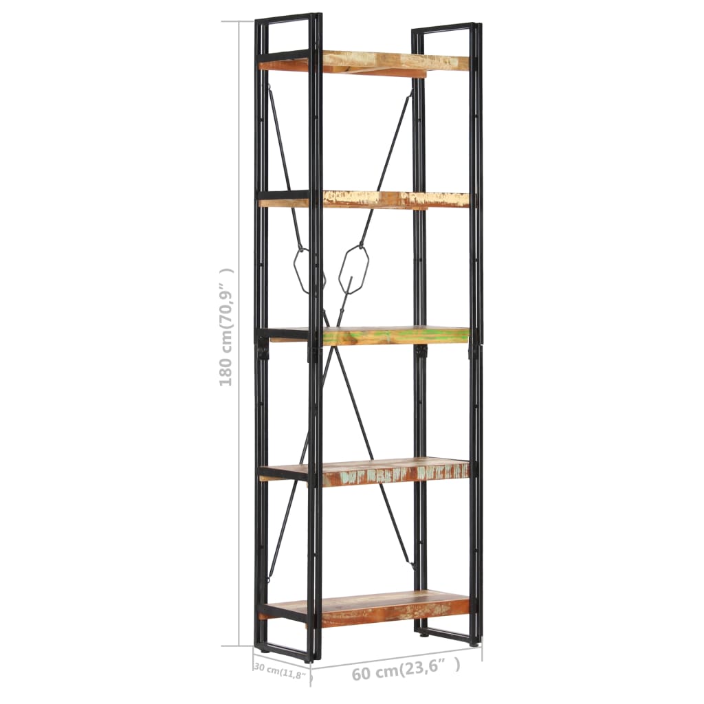 vidaXL Bibliotecă cu 5 rafturi, 60 x 30 x 180 cm, lemn masiv reciclat vidaXL Bibliotecă cu 5 rafturi, 60 x 30 x 180 cm, lemn masiv reciclat
